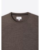 Maglione girocollo in lana merino castagna