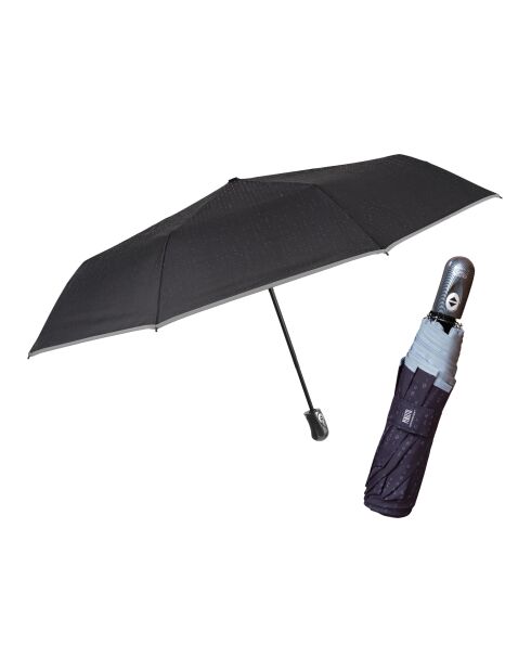 Zwarte reflecterende mini opvouwbare paraplu met reflecterende rand - 104x29 cm