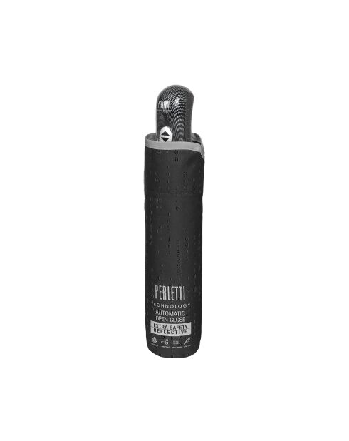 Zwarte reflecterende mini opvouwbare paraplu met reflecterende rand - 104x29 cm