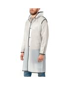 Imperméable Bandes réfléchissantes au dos blanc semi-transparent avec passepoil noir - Taille S (150-165 cm)