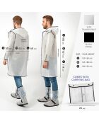 Imperméable Bandes réfléchissantes au dos blanc semi-transparent avec passepoil noir - Taille S (150-165 cm)