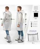 Imperméable Bandes réfléchissantes au dos blanc semi-transparent avec passepoil noir - Taille S (150-165 cm)