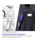 Imperméable Bandes réfléchissantes au dos blanc semi-transparent avec passepoil noir - Taille S (150-165 cm)