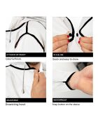Imperméable Bandes réfléchissantes au dos blanc semi-transparent avec passepoil noir - Taille S (150-165 cm)