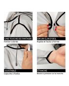 Imperméable Bandes réfléchissantes au dos blanc semi-transparent avec passepoil noir - Taille S (150-165 cm)