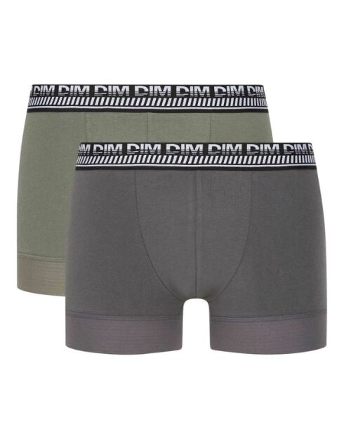 2 Boxers 3D Flex Stay And Fit vert olive/gris militaire