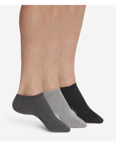 3 Paires de socquettes Coton Nice Price lt gris clair moyen anthracite