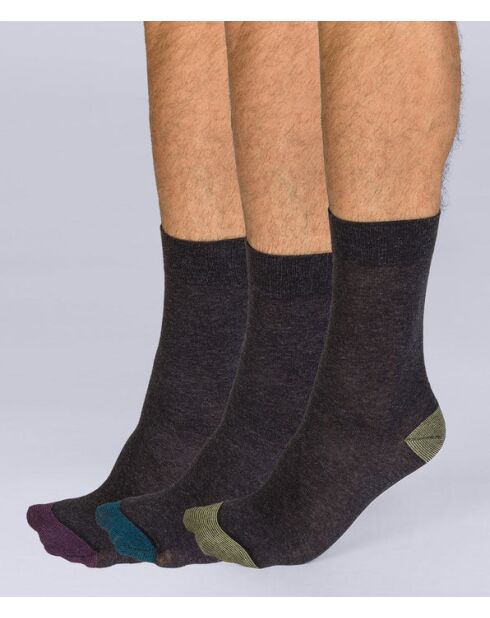 3 paia di calzini Le Style trio antracite duck