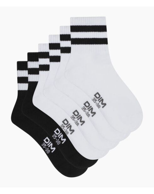 3 paia di calzini rinforzati con supporto bianco/bianco/nero