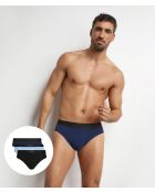 3 Slips Pur Confort lot noir/bleu nuit/bleu flocon