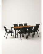 Ensemble repas Timbia 8 places noir/bois