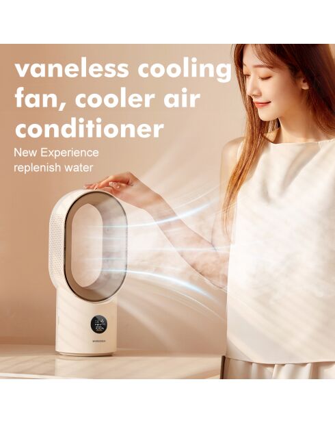 Ventilateur portable sans pales FN15 beige - 14x13x30 cm
