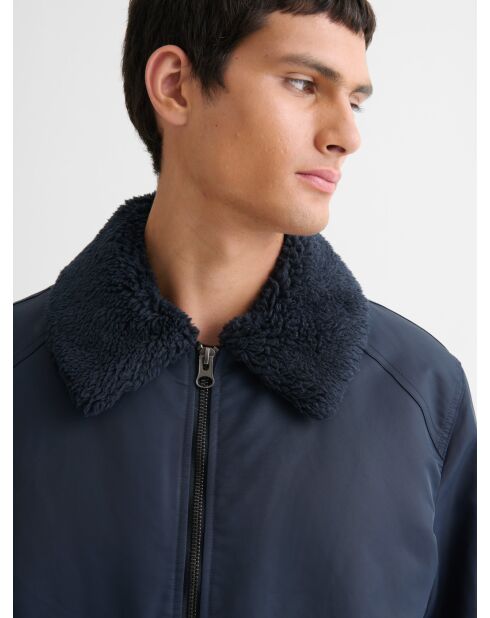 Blouson bomber à col sherpa dark navy