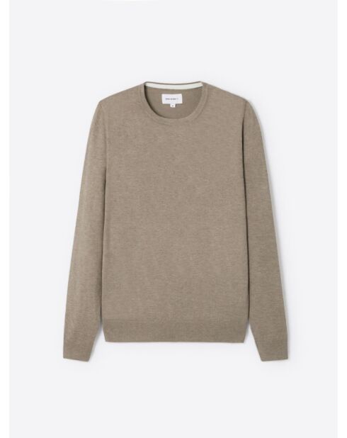 Maglione girocollo in jersey tortora