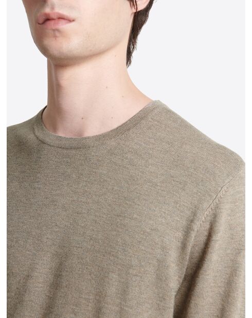 Maglione girocollo in jersey tortora