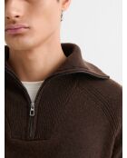 Pullover mit Trucker-Kragen aus einer Mischung aus Schokowolle