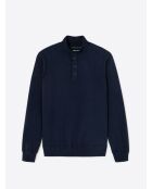 Marineblauer Pullover mit Trichterausschnitt aus Baumwollmix