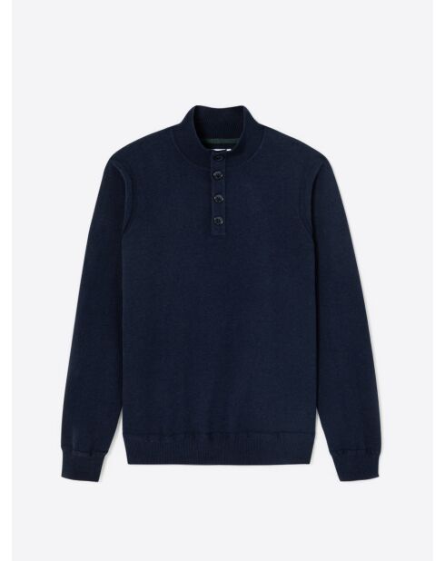 Marineblauer Pullover mit Trichterausschnitt aus Baumwollmix