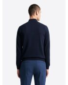 Marineblauer Pullover mit Trichterausschnitt aus Baumwollmix
