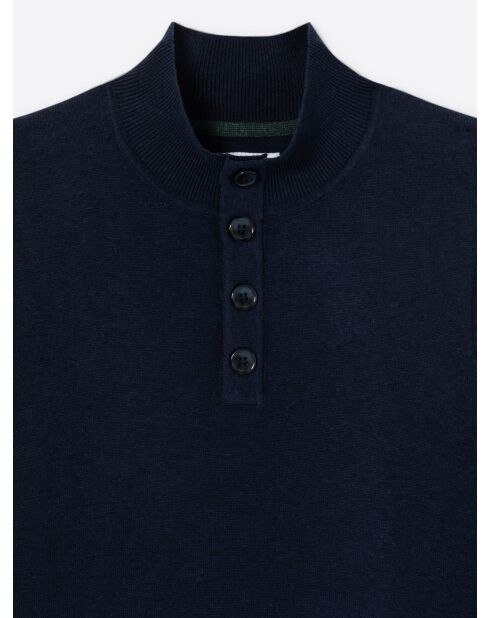 Marineblauer Pullover mit Trichterausschnitt aus Baumwollmix