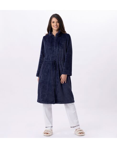 Marineblauwe jas met ritssluiting Essential H53B