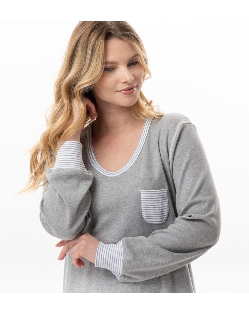 Chemise de nuit longue Flocon 111 gris chiné