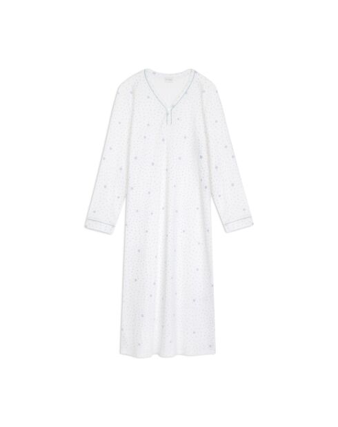 Chemise de nuit longue Cosy 111 ecru / ciel