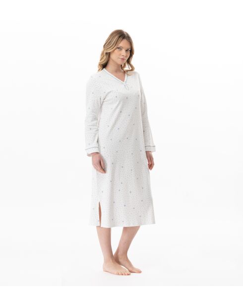 Chemise de nuit longue Cosy 111 ecru / ciel