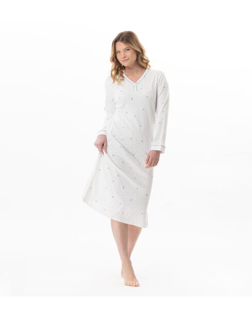 Chemise de nuit longue Cosy 111 ecru / ciel