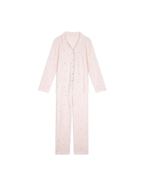 Pyjama boutonné Cosy 106 rose/gris