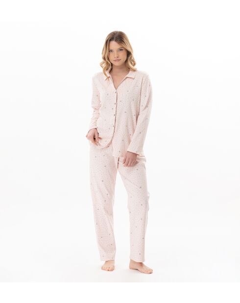 Pyjama boutonné Cosy 106 rose/gris