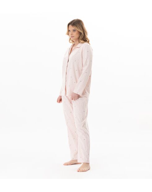 Pyjama boutonné Cosy 106 rose/gris