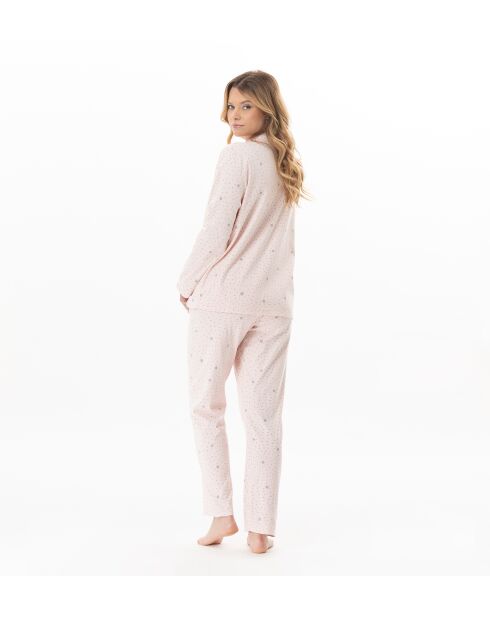 Pyjama boutonné Cosy 106 rose/gris