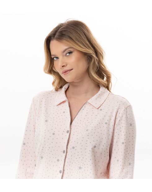 Pyjama boutonné Cosy 106 rose/gris