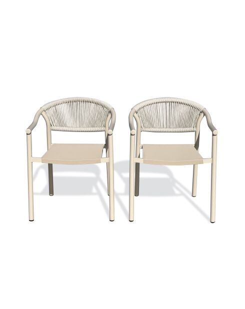 Set van 2 Sumba tuinfauteuils in aluminium en greige textileen - 56,5x63x73 cm
