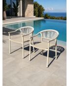 Set van 2 Sumba tuinfauteuils in aluminium en greige textileen - 56,5x63x73 cm