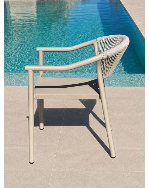 Set van 2 Sumba tuinfauteuils in aluminium en greige textileen - 56,5x63x73 cm