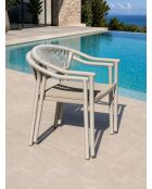 Set van 2 Sumba tuinfauteuils in aluminium en greige textileen - 56,5x63x73 cm