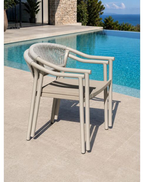 Set van 2 Sumba tuinfauteuils in aluminium en greige textileen - 56,5x63x73 cm