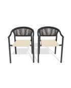 Set van 2 Sumba tuinstoelen in aluminium en antracietgrijs greige textilene - 56,5x63x73 cm