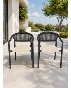 Set van 2 Sumba tuinstoelen in aluminium en antracietgrijs greige textilene - 56,5x63x73 cm