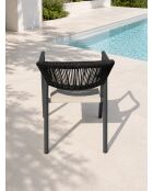 Set van 2 Sumba tuinstoelen in aluminium en antracietgrijs greige textilene - 56,5x63x73 cm