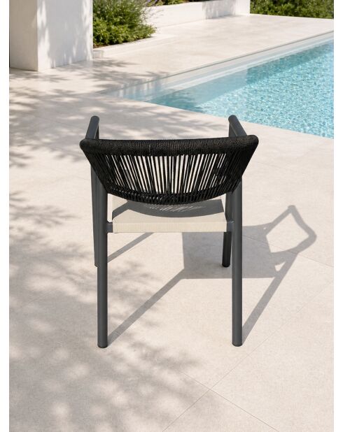 Set van 2 Sumba tuinstoelen in aluminium en antracietgrijs greige textilene - 56,5x63x73 cm