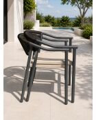 Set van 2 Sumba tuinstoelen in aluminium en antracietgrijs greige textilene - 56,5x63x73 cm