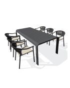 Ensemble table de jardin Hanoi en aluminium et 6 fauteuils Sumba gris anthracite - 7 pièces