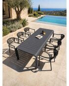 Ensemble table de jardin Hanoi en aluminium et 6 fauteuils Sumba gris anthracite - 7 pièces