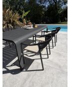 Ensemble table de jardin Hanoi en aluminium et 6 fauteuils Sumba gris anthracite - 7 pièces