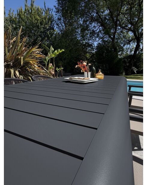 Ensemble table de jardin Hanoi en aluminium et 6 fauteuils Sumba gris anthracite - 7 pièces