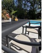 Ensemble table de jardin Hanoi en aluminium et 6 fauteuils Sumba gris anthracite - 7 pièces