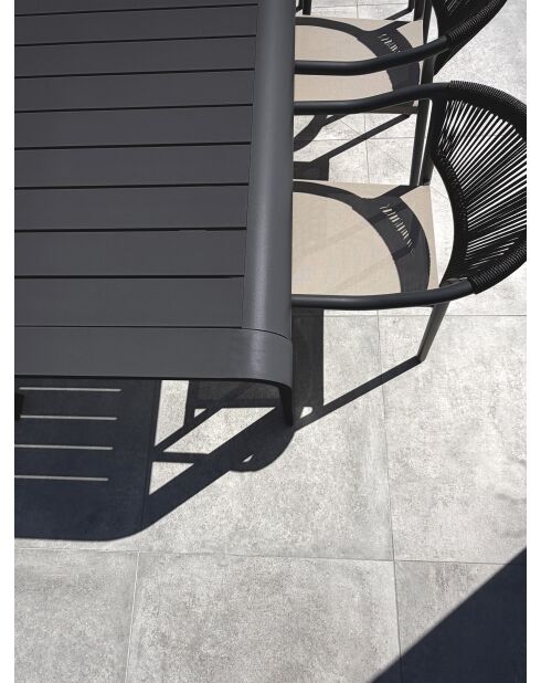 Ensemble table de jardin Hanoi en aluminium et 6 fauteuils Sumba gris anthracite - 7 pièces
